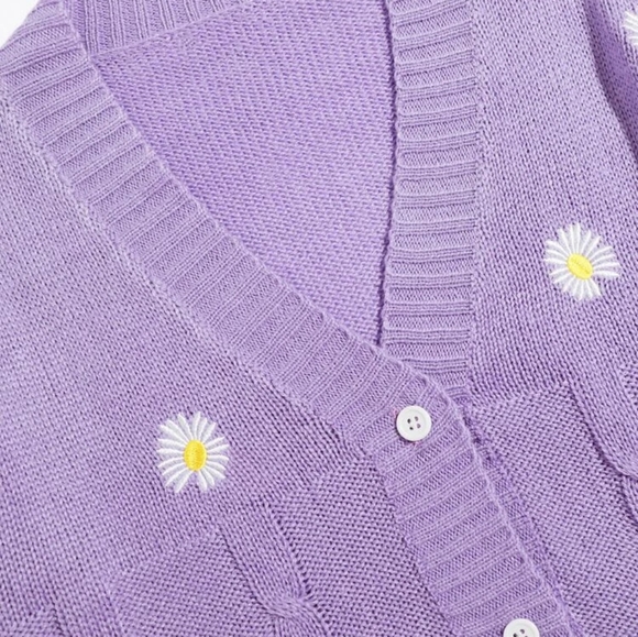 Button Front Embroidered Detail Cardigan With Cami - Picture 3 of 7